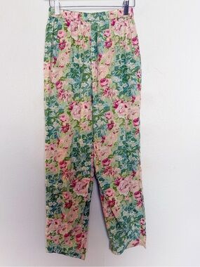 April Cornell Floral Cotton Pants XXS Cottagecore Pull On